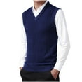 thumbnail image 4 of ibuvkizy Mens Fall Winter Sweater Vests!Men's V-neck Knitted Colorblocked Casual All-match Sleeveless Pullover Navy,M, 4 of 8