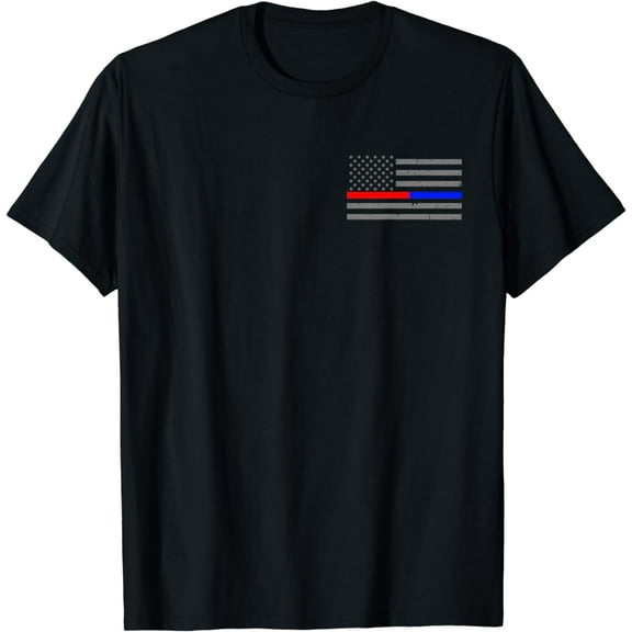 t-shirt Firefighter Police Flag Thin Red Blue Line T-Shirt mens t shirt,black,women,funny,misfits,men,journey