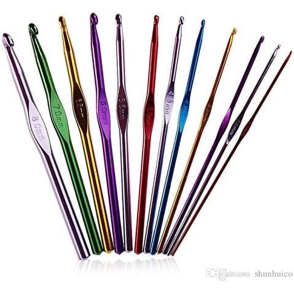 1 Bag Aluminum Crochet Hooks Mixed Color Jewelry Needle Sets for Knitting Sewing 12pcs/Bag DIY