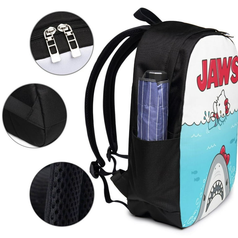Shark Jaws Hello Kitty Laptop Backpack with USB Charging Headphone Port 17 Inch College Business Travel Bookbag