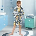 thumbnail image 5 of FORMRS Niños Bathrobe Unisex Hooded Robe Soft Plush Pajamas Sleepwear, Size 2-3T, Beige Plaid Lemon, 5 of 7