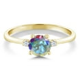thumbnail image 2 of Gem Stone King 10K Yellow Gold Mercury Mist Mystic Topaz and White Created Sapphire Solitaire Engagement Ring for Women (1.03 Cttw, Round 6MM, Gemstone November Birthstone, Size 5), 2 of 2