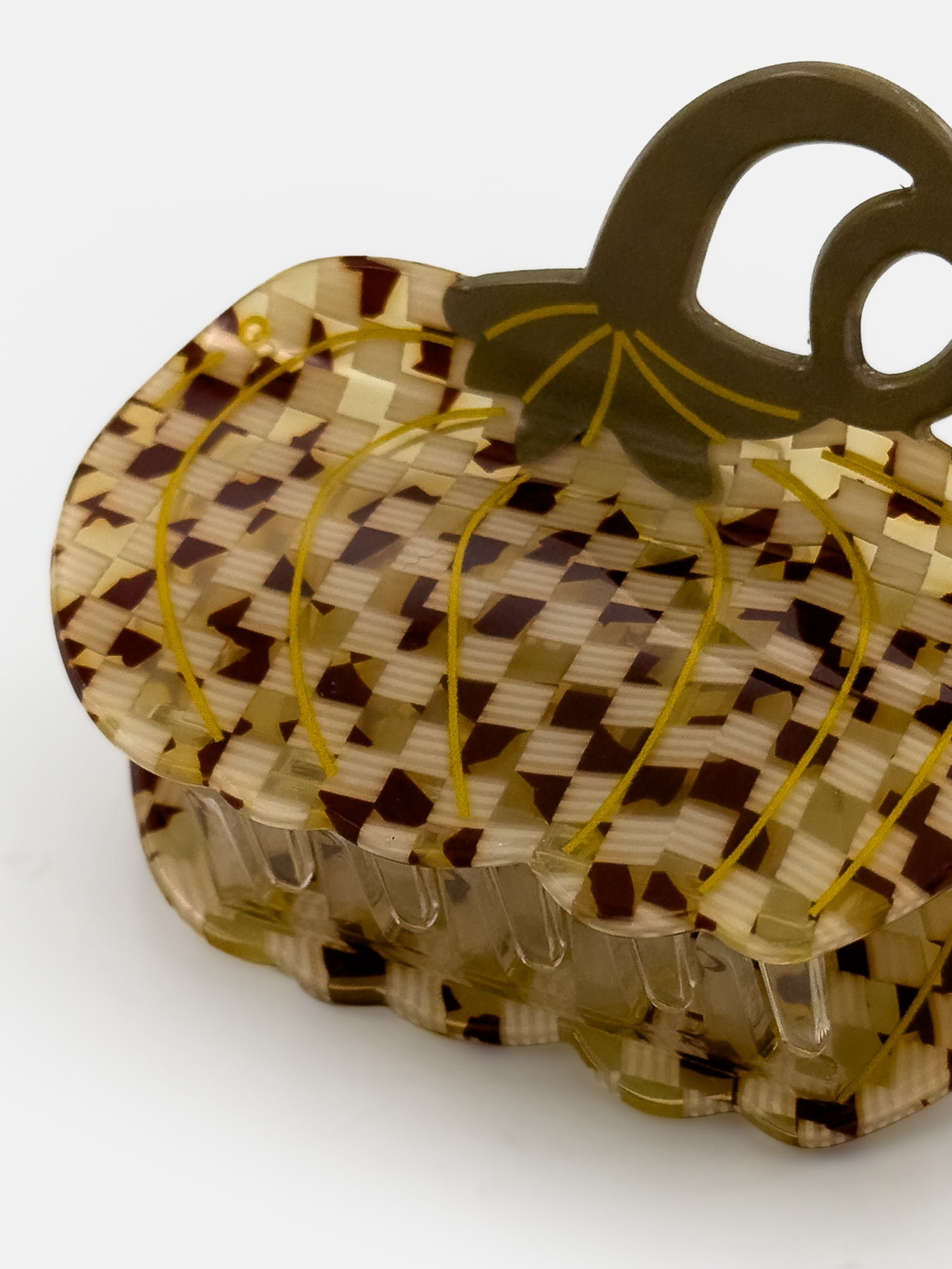 Way To Celebrate Gingham Pumpkin Acrylic Hair Claw, Brown