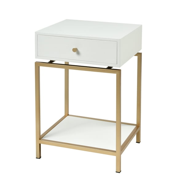 Elk Home Clancy 25'' White Fabric Accent Table in Transitional Style for Living Room, Bedroom, Office