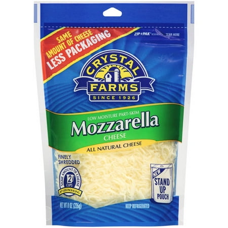 Crystal Farms Finely Shredded Mozzarella Cheese, 8 oz ...