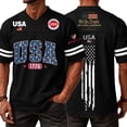 thumbnail image 2 of BRANROY 4th of July Shirts for Men V Neck - 250 Years of Freedom V Neck Athletic Jersey, Breathable Soccer Shirt for 4th of July, Gym, Running,Black L, 2 of 6
