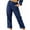Navy, variant on Womens Casual Pants Cotton Linen Elastic Waist Pants All Match Jean Button Trouser with Pocket Wide Leg Straight Trouser