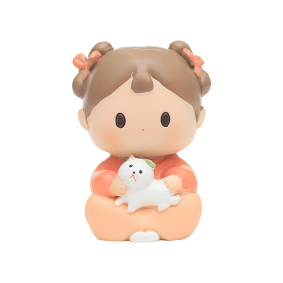Bonita mini estatua de niña en miniatura, figura de muñeca, adorno artesanal de escritorio para dormitorio. Estilo B