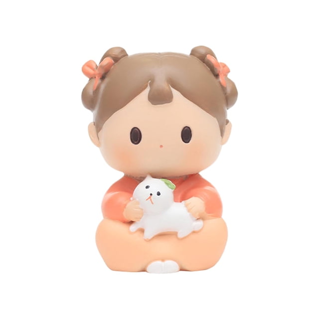 Bonita mini estatua de niña en miniatura, figura de muñeca, adorno artesanal de escritorio para dormitorio. Estilo B