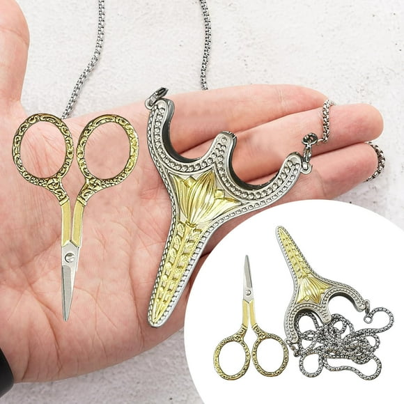 Embroidery Scissors for Precision Cutting | Small Sewing Scissors with Decorative Necklace | Antique Style Scissors with Holder for Crafts