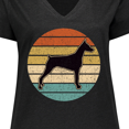 thumbnail image 4 of Inktastic Doberman Dog Retro Sunset Women's Plus Size V-Neck T-Shirt, 4 of 5