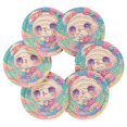 thumbnail image 2 of Haosy Set of 6 Drink Woven Coaster with Holder Heat Resistant Non-Slip Bar Coasters 4 Inches Lovely Panda and Rainbow, 2 of 7