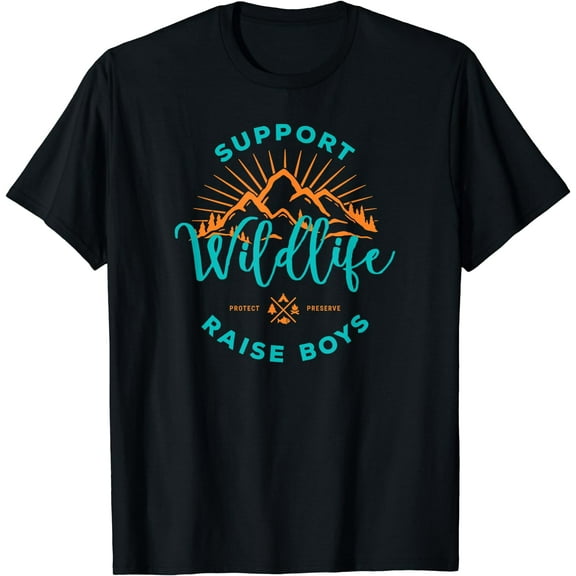 Support Wildlife Raise Boys T Shirt Black Small