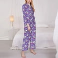 thumbnail image 3 of Pofeuu Owl And Flowers Print Womens Pajamas Set Long Sleeve Sleepwear Button Down Nightwear Soft Pj Lounge Sets Button Down Pajamas Women-XX-Large, 3 of 7