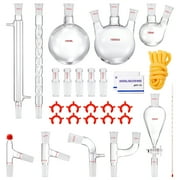 KFFKFF Laboratory Distillation Set, 3.3 Boro Laboratory Glassware Kit with 24, 40 Connection, 1000ml Aromatic Oil Distillation Kit, 29-piece Glassware Gear Set