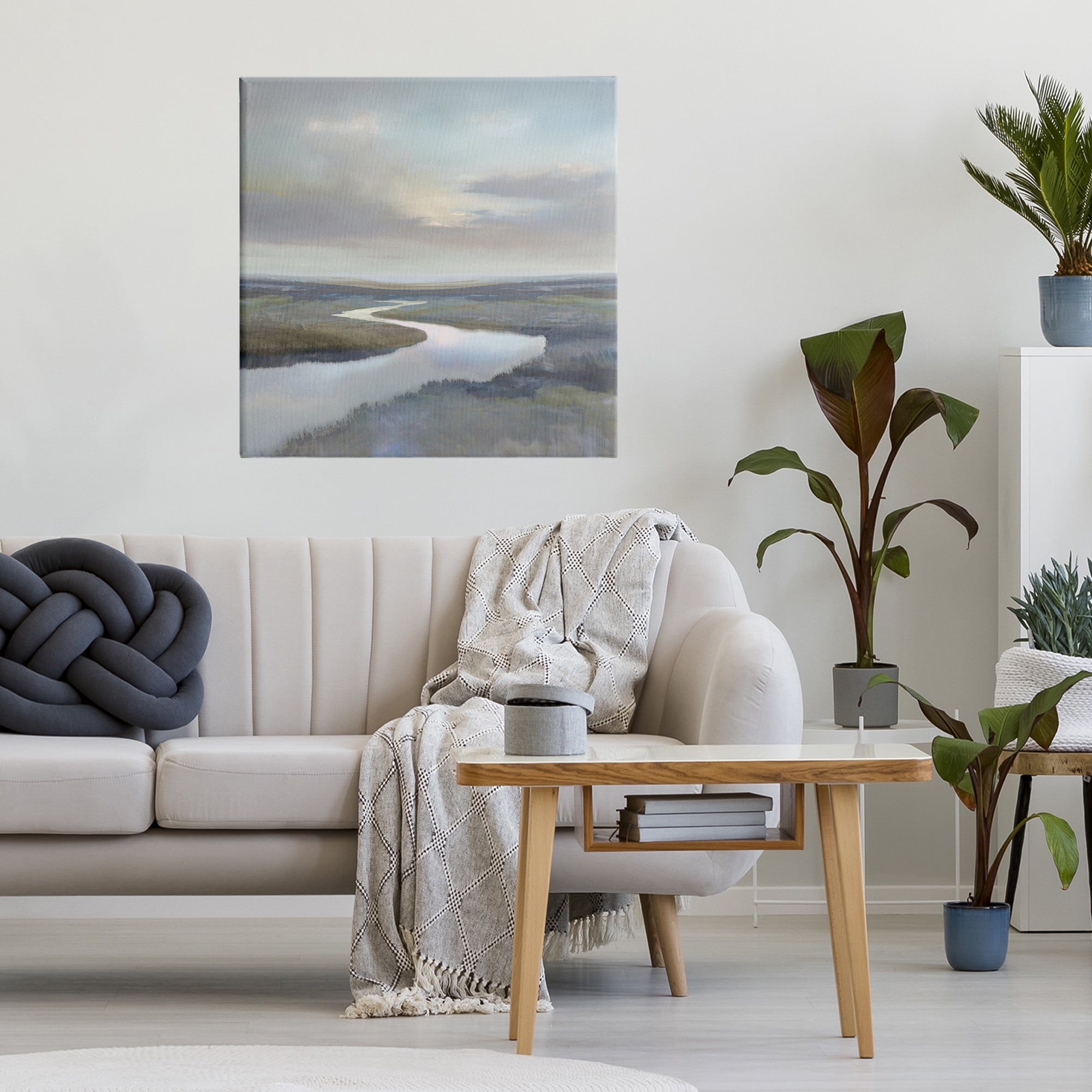 Stupell Industries Calm Riverbend in Greys Canvas Wall Art, design by Christy McKee