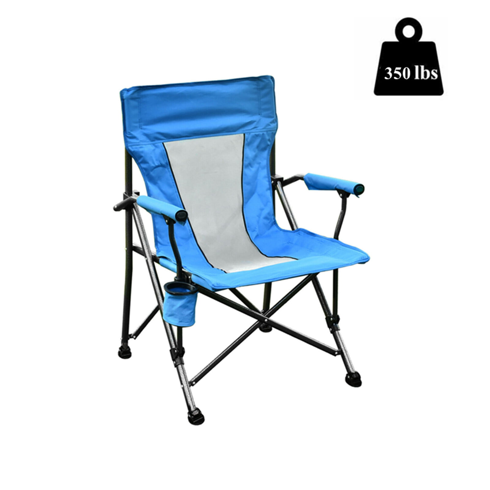 Heavy Duty Camping Chair Luxury Padded Folding High Back Directors w/ Cup Holder 