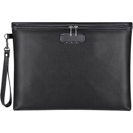 Fireproof Document Bag with Lock, ZOOPIP 14.3"x10.2" Fireproof and Waterproof Money Bag with Zipper Closure, Storage Pouch for A4 Letter Size Document, Cash, Cell Phone, Tablet, Credit Card,