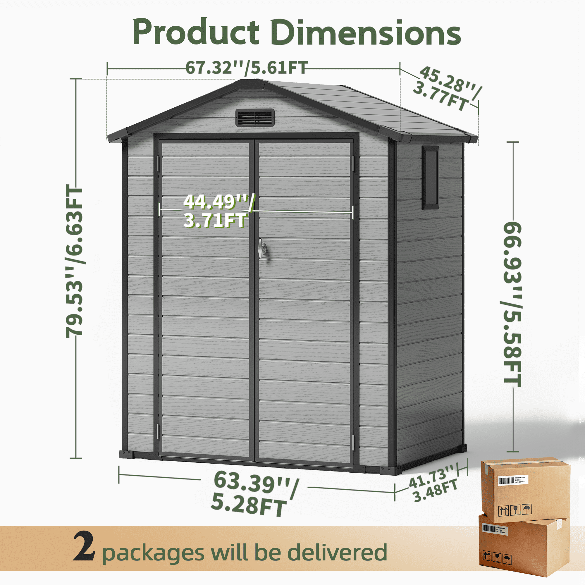 Sylviera 6x4FT Resin Outdoor Storage Shed with Floor, All-Weather Waterproof Plastic Garden Shed for Backyard, Heavy-Duty Storage Shed for Tools, Bikes & Lawn Equipment