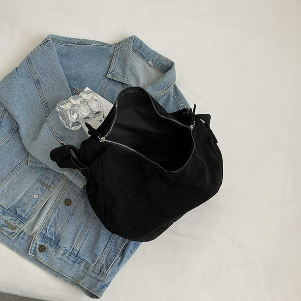 Bolsa de viaje de pana de mano informal para mujer suave reutilizable Simple para compras en la calle JShteea Para Estrenar