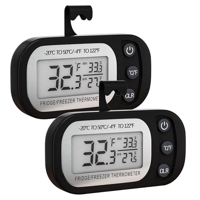 Digital Frigerator Thermometer 2 Pack, Thermometer Refrigerator with Large LCD Screen Stand and Magnetic Back