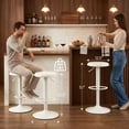thumbnail image 3 of Single White Bar Stool, Adjustable 360° Swivel Counter Height Bar Stool, Industrial Backless Metal Bar Chair for Kitchen Island with Footrest, 3 of 8