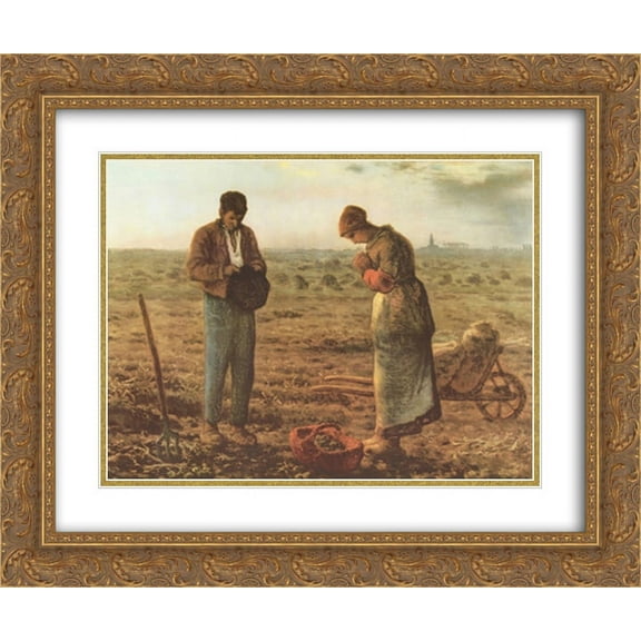 The Angelus, c.1859 2x Matted 22x20 Gold Ornate Framed Art Print by Jean Francois Millet