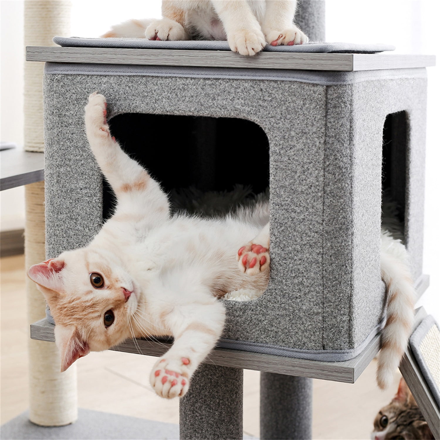 Pefilos 50" Cat Tree Tower for Indoor Cats Multi-Level Cat Condo with Scratching Board Cat Tree House, Gray Pefilos 50" Cat Tree Tower for Indoor Cats Multi-Level Cat Condo with Scratching Board Cat Tree House, Gray