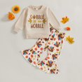 thumbnail image 2 of mgoYE Baby Girl Thanksgiving Day Long Sleeve Shirts with Flare Pants 2Pcs Kids Toddler Girl Thanksgiving Outfits, 2 of 8