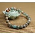 thumbnail image 3 of Natural Serpentine Gemstone 8mm Round Beads Stretch Bracelet 7" Unisex, 3 of 6