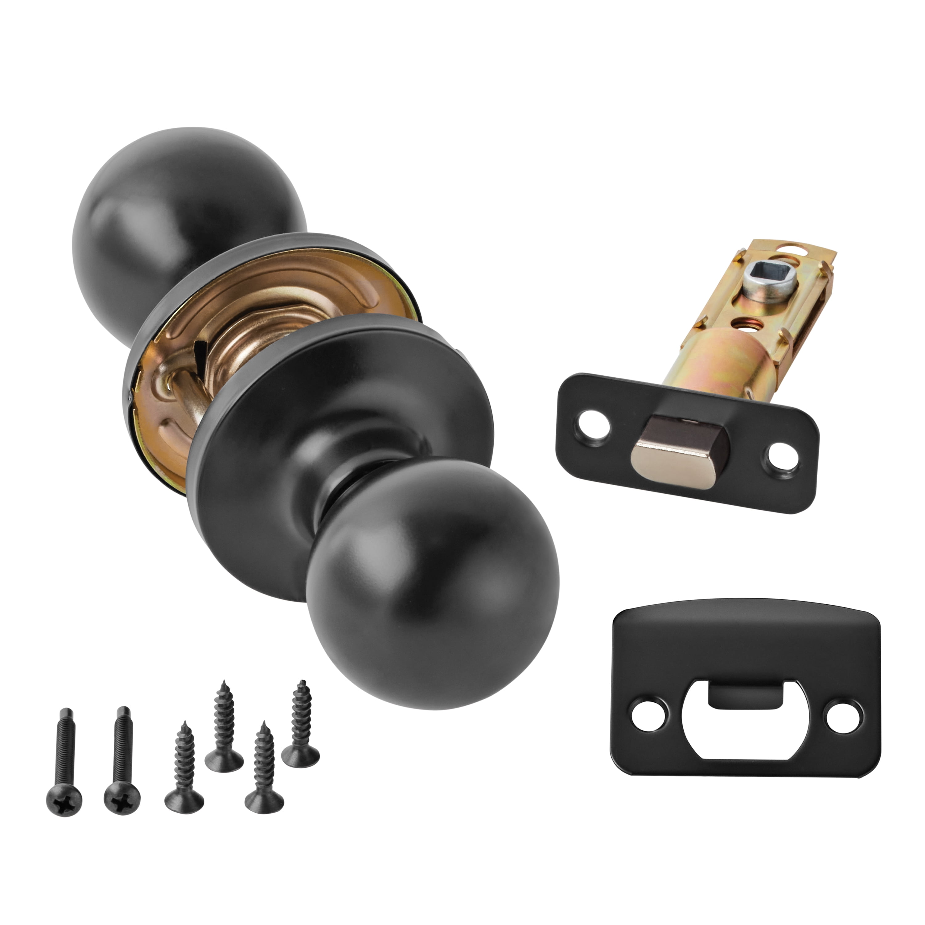 Hyper Tough Interior Non-Locking Ball Passage Hall & Closet Doorknob Matte Black Finish