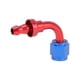 thumbnail image 1 of Conector de manguera giratorio de bloqueo por empuje AN4 de 90 grados 1/4" ID de aleación de aluminio para línea de combustible de automóvil 1 Pc Rojo Azul, 1 of 1