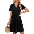 thumbnail image 3 of UVN Women Summer Dresses Short Sleeve V Neck Midi Dress Ladies Casual Beach A-Line Sundress with Pockets, 3 of 9