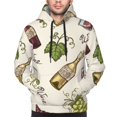 thumbnail image 2 of Bingfone Grapes Bbottles Wine Men's Drawstring Hoodie Long Sleeve Pocket Sweatshirts-Large, 2 of 6