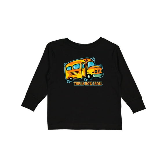 Inktastic How I Roll School Bus Boys or Girls Long Sleeve Toddler T-Shirt