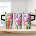 thumbnail image 2 of Sunflower 20oz Stainless Steel Tumbler with Handle and Straw – Insulated Travel Cup with Sliding Lid, 360° Full Wrap Printed Mug for Home, Outdoor & Sports Use, Foral, 2 of 6
