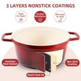 thumbnail image 3 of Lightweight 5 Qt Dutch Oven Pot with Lid, Nonstick Dutch Oven, Enameled Dutch Oven for Bread Baking, Cast Aluminum Pot Compatile with All Cooktops, Dishwasher Safe Cookware, Red, 3 of 10