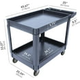 thumbnail image 3 of Lumiparty Service Utility Cart, 2 Tier Rolling Tool Cart with Storage Handle, 500 LBS Capacity, for Warehouse/Garage/Cleaning/Manufacturing, Gray, 3 of 6