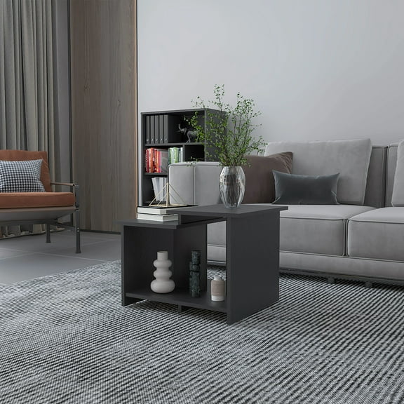 Black Coffee Table with Open Storage