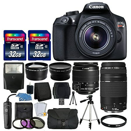 Canon EOS Rebel T6 Digital SLR Camera + 18-55mm IS II Lens + EF 75-300mm f/4.0-5.6 III Autofocus Lens  Wide-Angle/MACRO Converter + 58mm 2X Telephoto Lens + More Deluxe Great Value