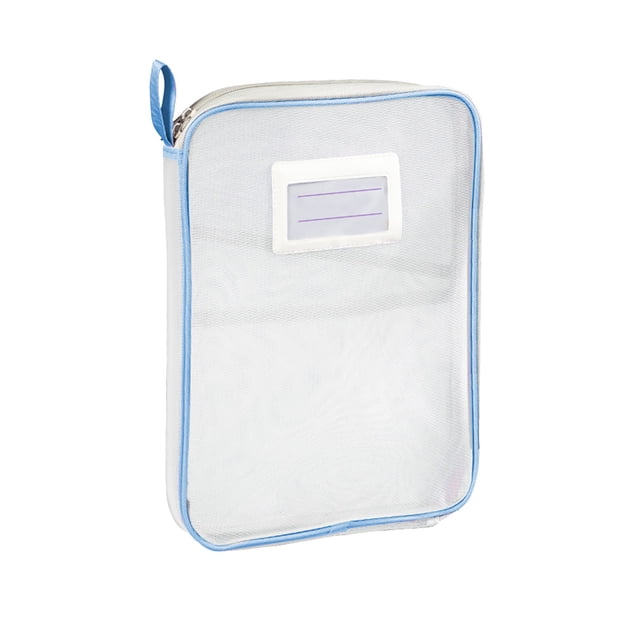 Blue Mesh Storage Bag A4 Multi Layer Handheld Document Organizer For Student Homework Test Paper