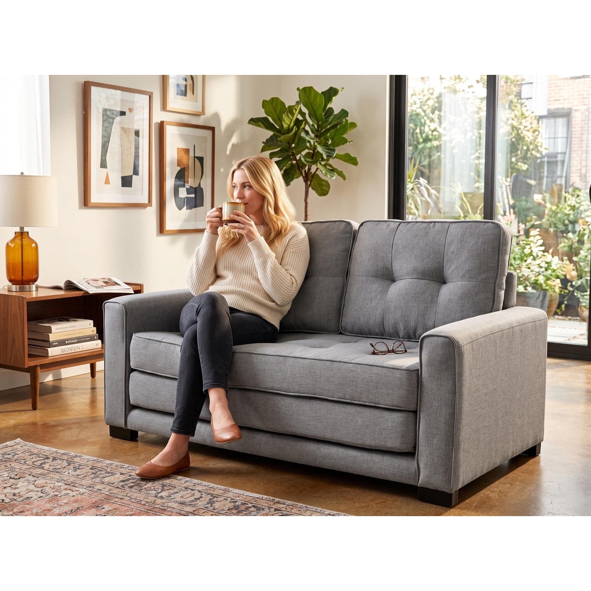 US Pride Upholstered 58'' wide pull out Sleeper Sofa