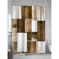 thumbnail image 5 of Shower Curtain Brown Plaid Bathroom Curtains with Hooks, Waterproof Fabric Abstract Art Color Block Bath Shower Curtains Set for Bathroom Bathtubs Decor 36x72 Inch, 5 of 8
