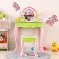thumbnail image 2 of Mecor Kids Vanity Set, Little Girls Makeup Table w/Flower Mirror, Non-Toxic Hand Painted Children Vanity Desk with Stool Pink&Green, 2 of 7