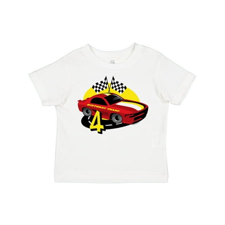 

Inktastic Race Car 4th Birthday Gift Toddler Boy Girl T-Shirt