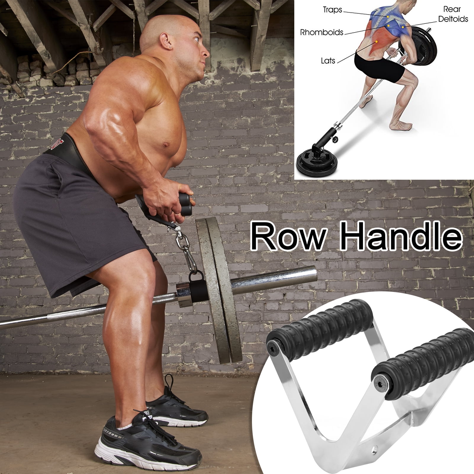 Gym Fitness T bar For Pulley Cable Machine Back Muscle Workout Row V shaped Bar Handle Rowing Machine Hand Grips Walmart