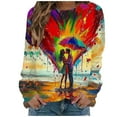 thumbnail image 3 of Uootdi Colorful Sweatshirts for Women Cute Love Heart Graphic Crewneck Long Sleeve Shirts Casual Fall Winter Spring Colorblock Pullover Tops Gift, 3 of 5
