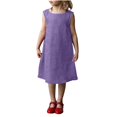 thumbnail image 1 of Tranfacy Robe d'Été pour Filles, Robe Sans Manches pour Tout-Petites Filles, Robe Sans Manches à Col Rond en Lin Uni pour Enfants d'Âge Moyen avec Laçage au Dos, 1 of 5