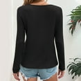 thumbnail image 6 of Oplxuo Dressy Casual Waffle Tops for Women Button Up V Neck Long Sleeve T-Shirts Loose Pullover Basic Solid Tuinc Blouse, 6 of 6