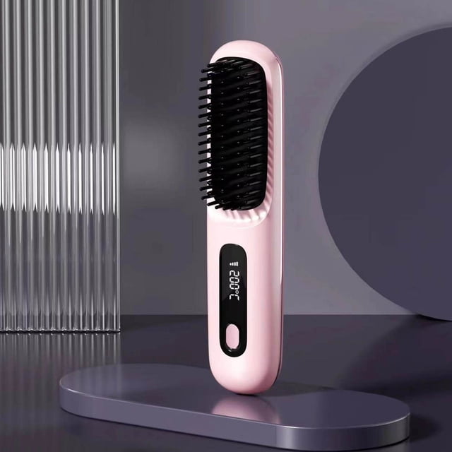 Horivan 2 Counts Portable Straightener Brush Rechargeable Hair Styling Tool with 3 Temperature Settings for All Hair Types Fast Heating Wireless Travel Friendly Salon Smooth Results